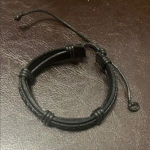 Black Leather Adjustable Bracelet
